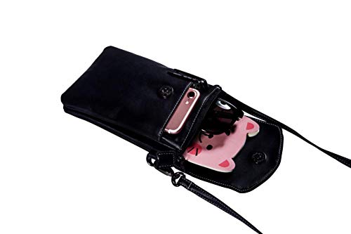 Bolso de teléfono móvil para Mujer Fantasy Pink Unicorn Mini Bolso de teléfono Celular Monedero doble de Cuero con ranura para tarjeta de crédito 19x12x2cm