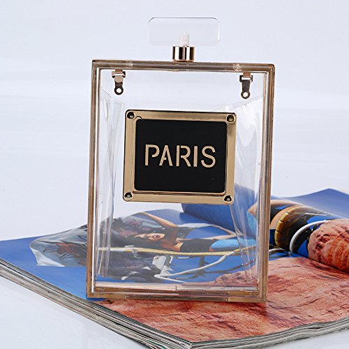 Bolso del Bolso del Baile de fin de Curso Del Bols Bolso de mano del vestido de noche Bolso de perfume de la señora Forma Bolso de mano duro transparente único Bolso de hombro pequeño casual Bolso de