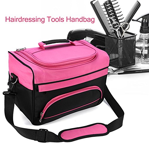 Bolso Hombro para Herramientas de Peluquería, Estuches de Almacenamiento Peluquería Portátiles, Gran Capacidad, para Secador de Pelo y Plancha de Pelo y Tijeras y Peine (rosa)