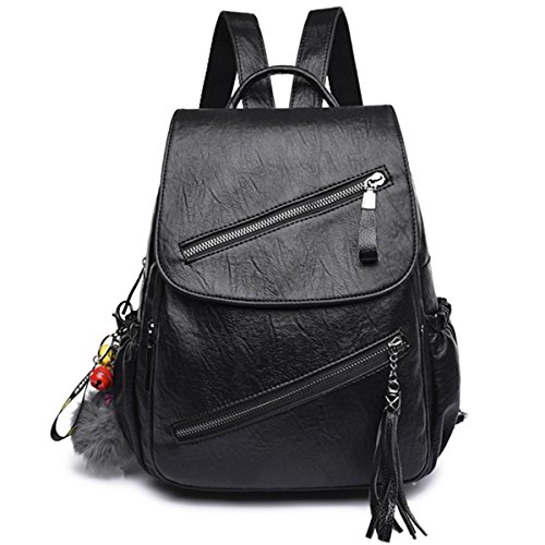 Bolso Mochila Cuero Mujer Antirrobo Mochilas Mujer Casual, JOSEKO Impermeable Mochila de Viaje de Gran Capacidad Bolsa de Hombro Convertible con Adorno Colgante Tassel Regalo Mujer