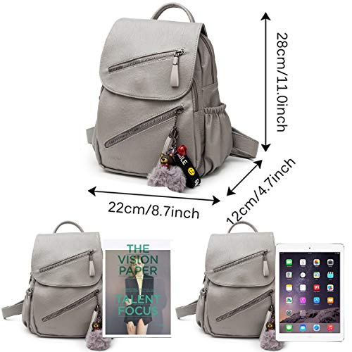 Bolso Mochila Cuero Mujer Antirrobo Mochilas Mujer Casual, JOSEKO Ligero de PU Impermeable Mochila de Viaje de Gran Capacidad Bolsa de Hombro Convertible con Adorno Colgante Tassel