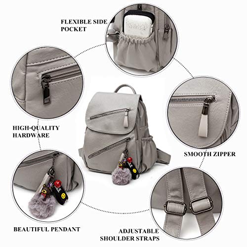 Bolso Mochila Cuero Mujer Antirrobo Mochilas Mujer Casual, JOSEKO Ligero de PU Impermeable Mochila de Viaje de Gran Capacidad Bolsa de Hombro Convertible con Adorno Colgante Tassel