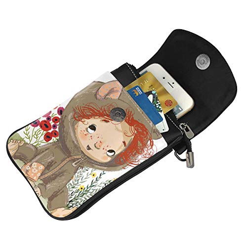 Bolsos cruzados con pelo rizado rojo, tamaño pequeño, para teléfono móvil, bolso de mano de piel sintética con correa ajustable para la vida diaria