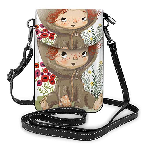 Bolsos cruzados con pelo rizado rojo, tamaño pequeño, para teléfono móvil, bolso de mano de piel sintética con correa ajustable para la vida diaria