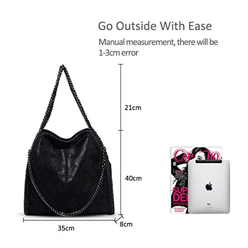 Bolsos de Bandolera para Mujer Bolso Bandolera de Cadena para Mujer Bolso de Bandolera para Mujer Bolso Bandolera Grande Mensajero sólido Casual Hobo (Negro)