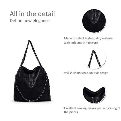 Bolsos de Bandolera para Mujer Bolso Bandolera de Cadena para Mujer Bolso de Bandolera para Mujer Bolso Bandolera Grande Mensajero sólido Casual Hobo (Negro)