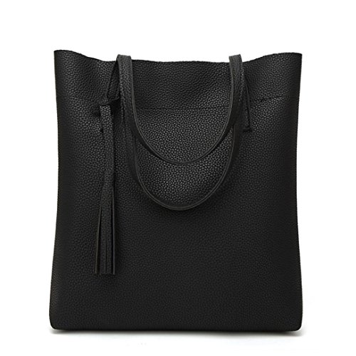 Bolsos de Hombro Mujer ESAILQ Bandolera Piel Shoppers de Grande Negro para Niña I