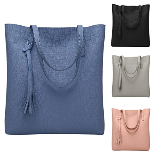 Bolsos de Hombro Mujer ESAILQ Bandolera Piel Shoppers de Grande Negro para Niña I