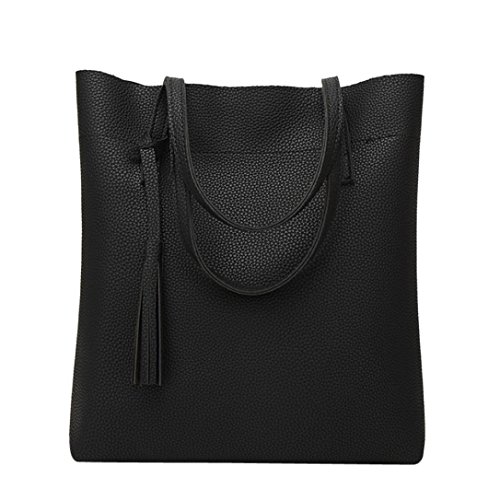 Bolsos de Hombro Mujer ESAILQ Bandolera Piel Shoppers de Grande Negro para Niña I