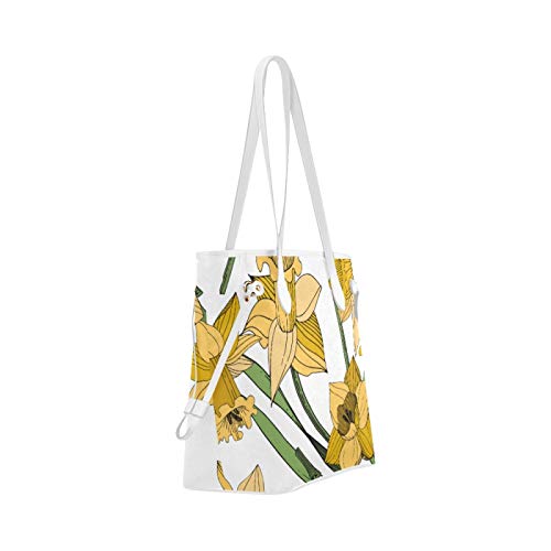 Bolsos de mano con diseño de flor de narciso Bolso de hombro salvaje Bolso de gimnasio de gran capacidad Resistente al agua con asa duradera