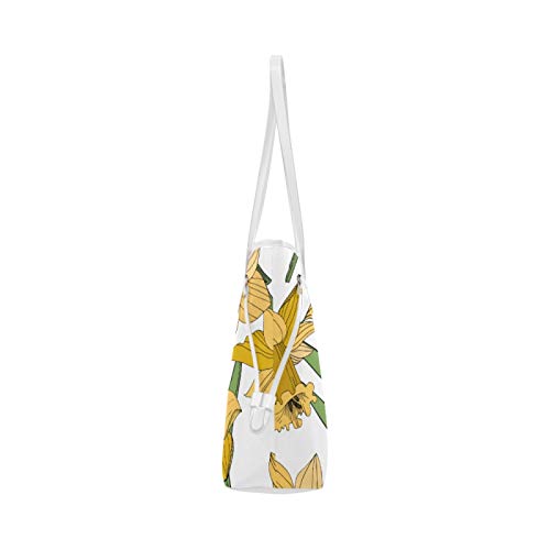 Bolsos de mano con diseño de flor de narciso Bolso de hombro salvaje Bolso de gimnasio de gran capacidad Resistente al agua con asa duradera
