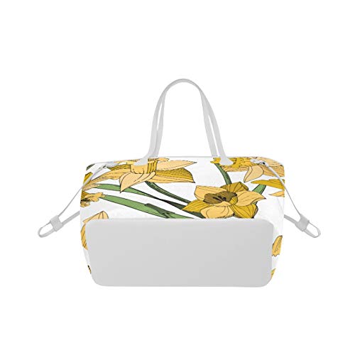 Bolsos de mano con diseño de flor de narciso Bolso de hombro salvaje Bolso de gimnasio de gran capacidad Resistente al agua con asa duradera