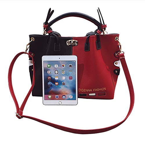 Bolsos grandes de cuero de la PU Para mujer - Bolsos elegantes para mujer Bolsos clásicos - Bolsas con cuerpo cruzado Bolsas con estilo - Bolsos con asa superior Bolsa de mensajero - Rojo