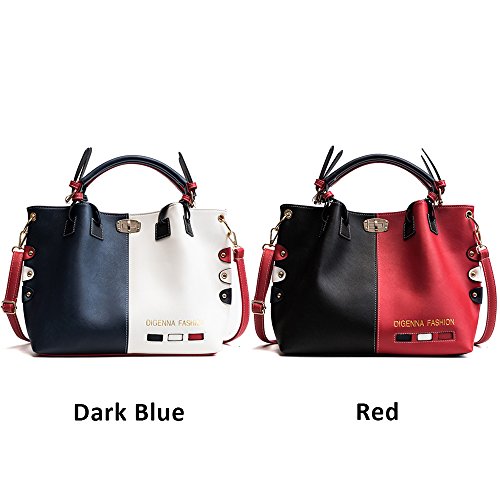 Bolsos grandes de cuero de la PU Para mujer - Bolsos elegantes para mujer Bolsos clásicos - Bolsas con cuerpo cruzado Bolsas con estilo - Bolsos con asa superior Bolsa de mensajero - Rojo