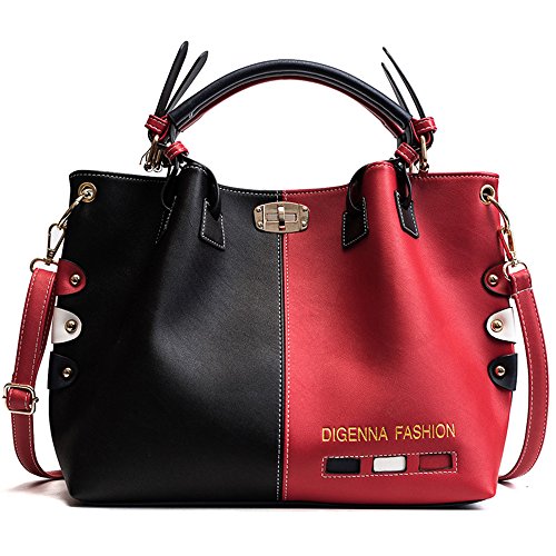 Bolsos grandes de cuero de la PU Para mujer - Bolsos elegantes para mujer Bolsos clásicos - Bolsas con cuerpo cruzado Bolsas con estilo - Bolsos con asa superior Bolsa de mensajero - Rojo