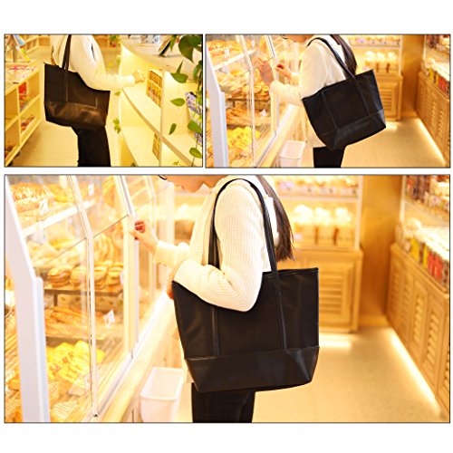 Bolsos Mujer, Bolso Tote Chapoteo Impermeable Nylon Costura PU Bolso Bandolera para el Trabajo Escolar Viajes de Compras