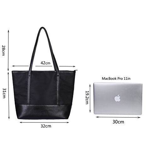 Bolsos Mujer, Bolso Tote Chapoteo Impermeable Nylon Costura PU Bolso Bandolera para el Trabajo Escolar Viajes de Compras