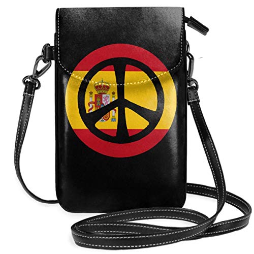 Bolsos pequeños Signo de la paz Fondo de la bandera de España Monedero para teléfono celular con ranuras para tarjetas de crédito Monedero Bolso de hombro para mujeres y niñas adolescentes