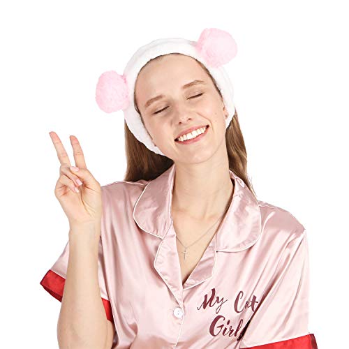 Bonita diadema de vellón Sea Team para el cabello tipo moño, para mujeres, elástica, para cuando te aplicas maquillaje o haces cosplay … (B-Negro)