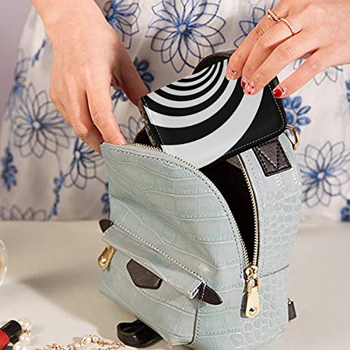 Bonito Tarjetero para Mujer, con ilusión Abstracta, Negro, Blanco, Tarjetero, Estuche de Cuero de PU, con Cremallera, tamaño Compacto, Tarjetero de Cuero, Tarjetero para Mujer, Damas, Chicas, Minimal