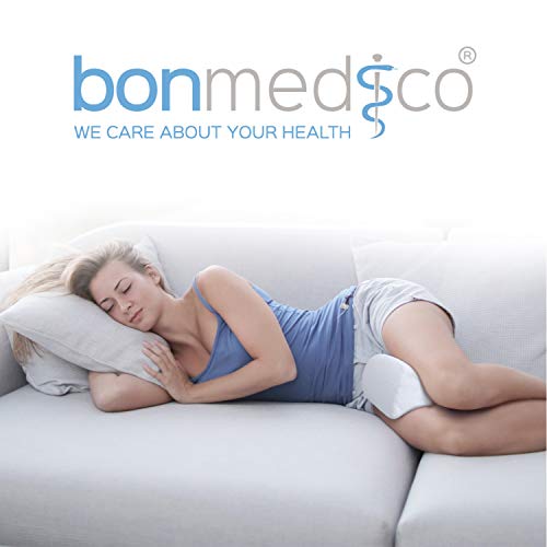 Bonmedico Almohada de Rodilla Ergonómica para Personas Que Duermen de Lado, Almohada de Espuma de Memoria para Las Piernas, Crema