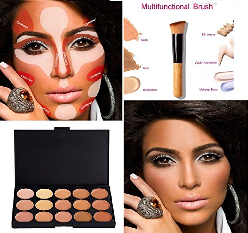 Boolavard 15 color corrector paleta Kit cepillo gratis maquillaje contorno crema para la cara