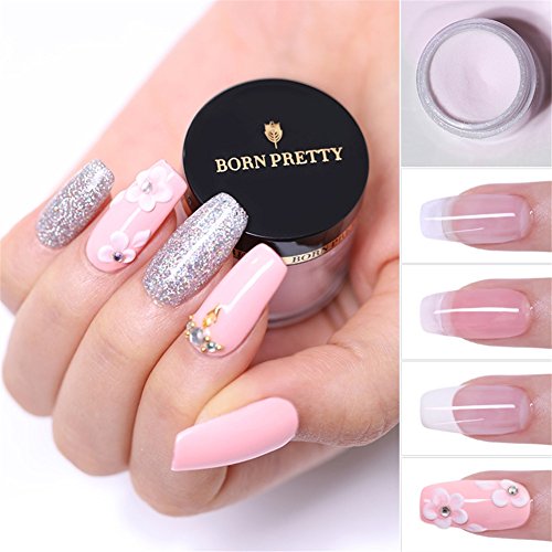 BORN PRETTY polvo acrilico para uñas conjunto de colección de polvo acrílico para uñas de 3 colores sistema de uñas de acrílico profesional de color rosa blanco claro generador de polvo