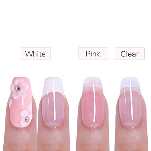 BORN PRETTY polvo acrilico para uñas conjunto de colección de polvo acrílico para uñas de 3 colores sistema de uñas de acrílico profesional de color rosa blanco claro generador de polvo