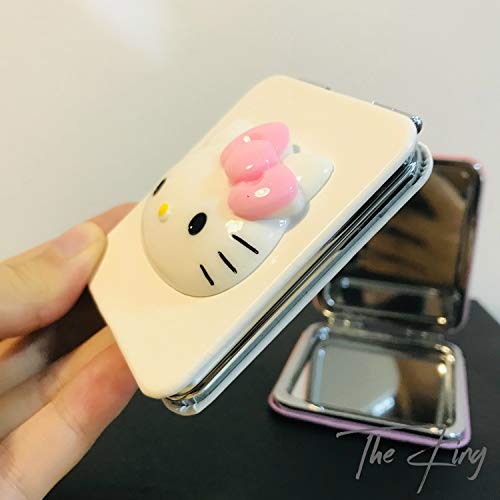 Bosi General Merchandise Espejo de Maquillaje portátil Plegable de Dibujos Animados, Espejo de Hello Kitty, Mini Espejo de Cuero de PU