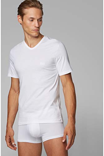 BOSS Hugo - Pack de 3 camisetas clásicas de algodón con cuello en V, color negro/gris/blanco, talla pequeña