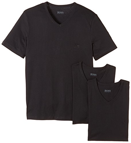 BOSS Shirt SS VN 3er-Pack BM V-Ausschnitt Camiseta, Negro (Black 1), Large (Talla Fabricante: L) 3 para Hombre
