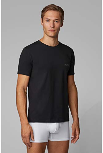 BOSS T-shirt Rn 2p Co/el Camiseta, Negro (Black 1), Large (Pack de 2) para Hombre
