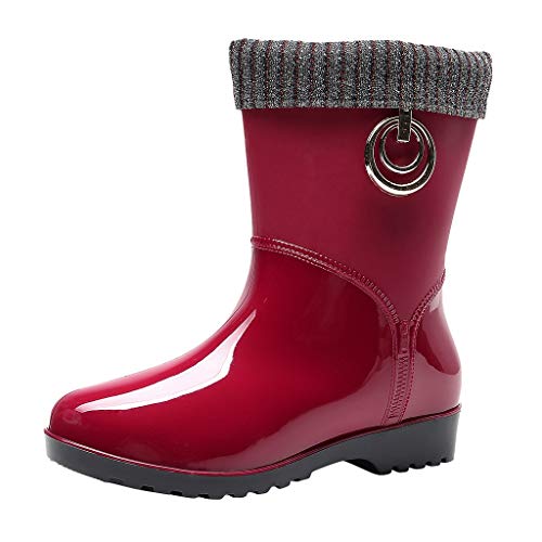 Bota Agua Mujer Jardín Trabajo Lluvia Botas Nieve Caliente Antideslizante Impermeable Casual Planas Zapatos Calzado Outdoor Fannyfuny