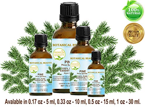 Botanical Beauty PINE ESSENTIAL OIL. Aceite esencial de grado terapéutico 100% puro, calidad superior, sin diluir. 0.17 Fl.oz.- 5 ml.