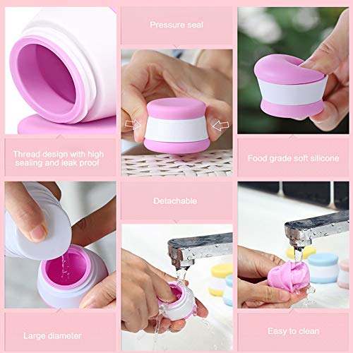 Bote Silicona 89ml / 60ml / 37ml 5Pcs, Contenedores de Líquidos de Viaje Vacíos Aprobado de Grado Alimenticio Botellas de Viaje de Silicona Portátiles a Prueba de Fugas, con 2Pcs 20ml Botella de Crema