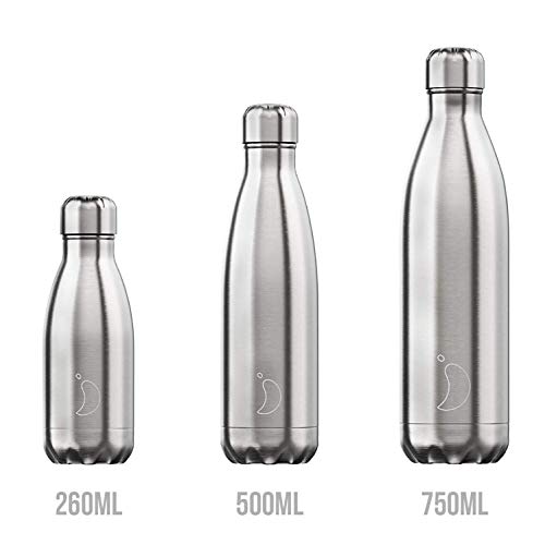 Botella De Agua De Chilly's | Acero Inoxidable y Reutilizable | Prueba de Fugas, Libre de transpiración | Acero Inoxidable | 260ml