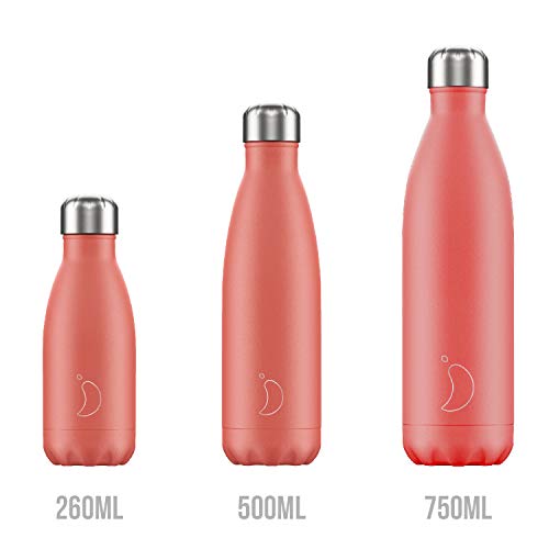Botella De Agua De Chilly's | Acero Inoxidable y Reutilizable | Prueba de Fugas, Libre de transpiración | Coral Pastel | 500ml