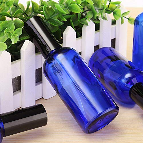Botella De Spray 2 piezas de 100 ml de perfume de aceites esenciales con cuentagotas / Pipeta / Cap Atomizador recargable de cristal azul de la botella del aerosol Para La Limpieza De Jardinería Y Ali