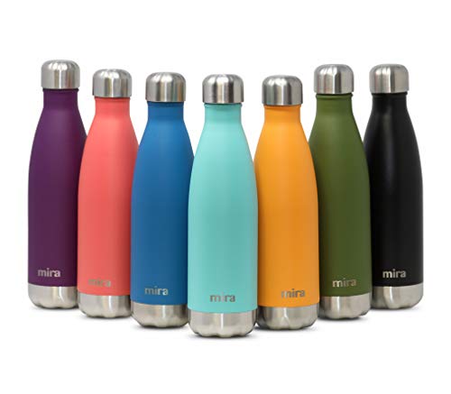 Botella MIRA Antiderrame y Forma de Refresco | Bebida Fría 24 Horas/Caliente 12 (500 ml (17 oz), Verde Azulado)