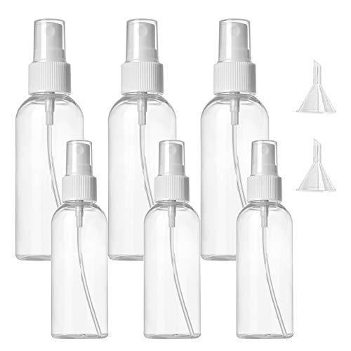 Botellas de Spray, Transparente Botella de Spray, Spray Pulverizador Atomizador Spray Transparente, Niebla Fina Atomizador de Viaje Conjunto de Botellas(Juego de 6)