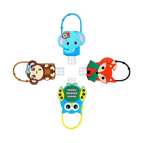 Botellas de Viaje para Niños de Silicona Lindo Animal, Contenedor de Viaje 30ml Prueba de Fugas, Accesorios de Viaje portátiles para Jabon Liquido Champú Artículos de Tocador Higienizador de Manos