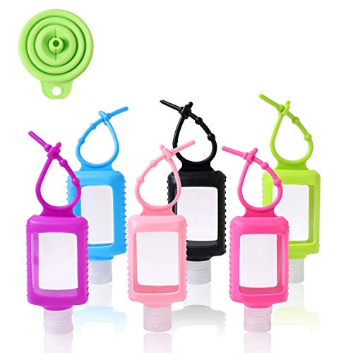 Botellas vacías de viaje de 60 ml con clips 6pcs contenedores de plástico portátiles y embudo gratis contienen desinfectante de mano rápidamente para niños y familia saliente