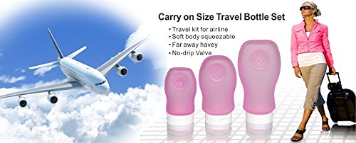 Botellas y Contenedores de Viaje, FantasyDay 4 Pack 37ml Botella Portátil de Viaje de Silicona - TSA aprobó y Libre de BPA - Anti-Fugas Envases para Shampoo, locion, Crema Solar, artículos de tocador