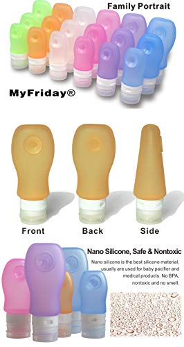 Botellas y Contenedores de Viaje, FantasyDay 4 Pack 37ml Botella Portátil de Viaje de Silicona - TSA aprobó y Libre de BPA - Anti-Fugas Envases para Shampoo, locion, Crema Solar, artículos de tocador