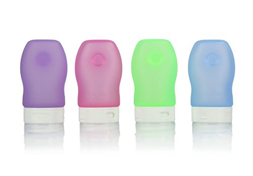 Botellas y Contenedores de Viaje, FantasyDay 4 Pack 37ml Botella Portátil de Viaje de Silicona - TSA aprobó y Libre de BPA - Anti-Fugas Envases para Shampoo, locion, Crema Solar, artículos de tocador