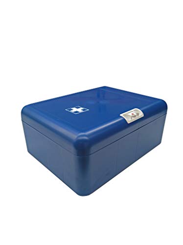 Botiquín Armario de primeros auxilios para pared con 83 artículos indispensables para realizar curas de emergencia, AZUL