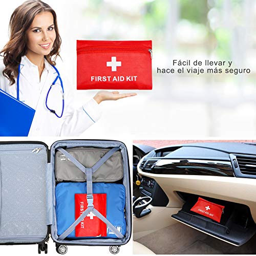 Botiquín de primeros auxilios con 42piezas, bolsa médica portátil, bolsa de supervivencia para emergencias, certificado de CE, ligero y portátil, para coche, hogar, cámping, deportes al aire libre
