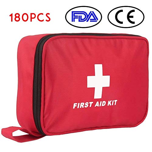 Botiquín de Primeros Auxilios de 180 Piezas WEINAS® Kit de Primeros Auxilios Súper Compacto y Profesional para Hogar, Oficina, Deportes, Senderismo, Supervivencia, Emergencias, Viajes, Camping - Rojo