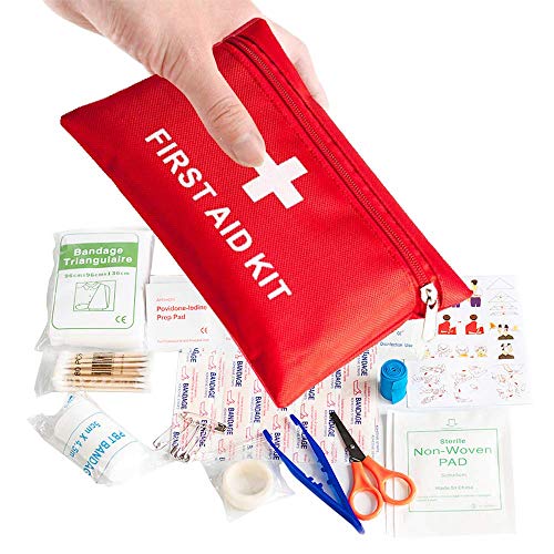 Botiquín Primeros Auxilios,Kits de Supervivencia de Emergencia Mini Primeros Auxilios 78 Pack Bolsa de Supervivencia Médica Incluye Tabletas de Vendaje Bastoncillos para Viajes Oficina Hogar Coche