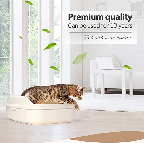 BPS Bandeja Gatos Gatitos Aseo Arenero Abierto para Mascotas Gatos Bandeja Sanitaria Plástica con Pala 3 Tamaños y Colores para Elegir (M, Marrón) BPS-5596MA